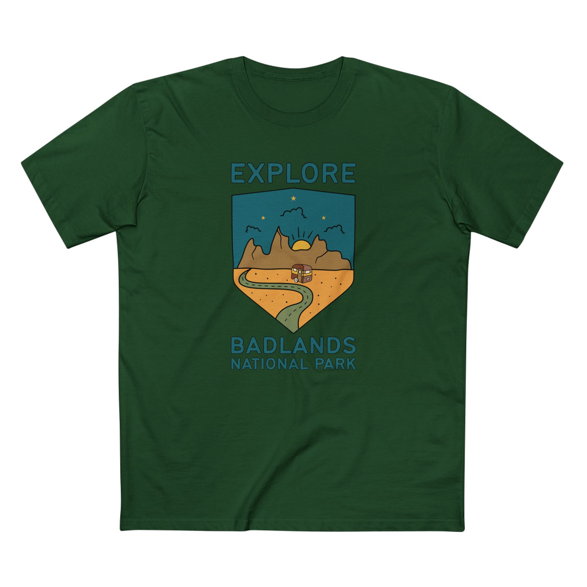 Badlands National Park T-Shirt - Explore Badlands in Forest Green
