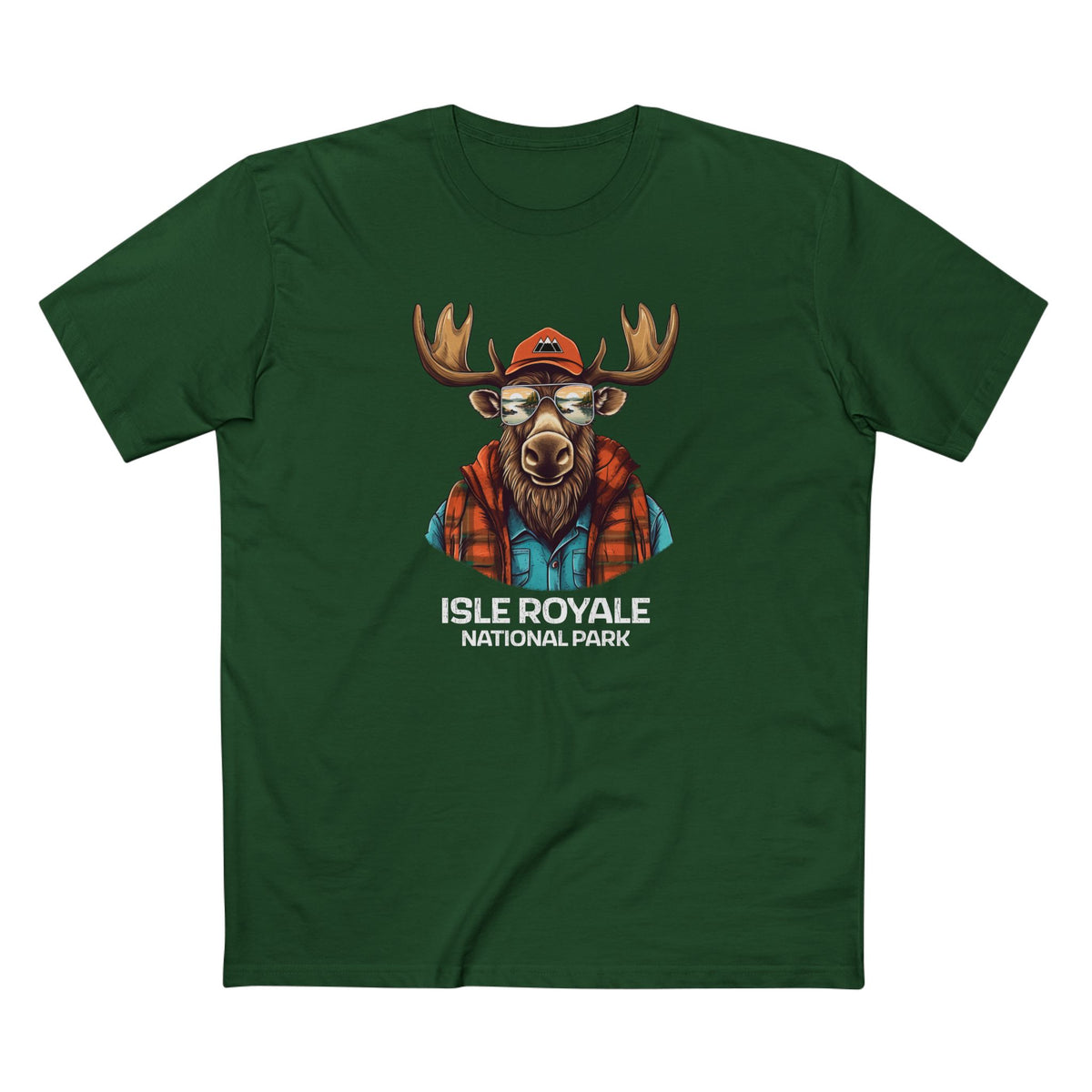 Isle Royale National Park T-Shirt - Cool Moose in Forest Green