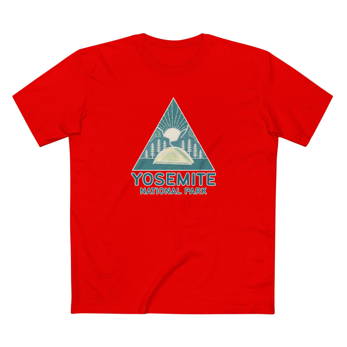 Yosemite National Park T-Shirt Sunrise Triangle Graphic in Red