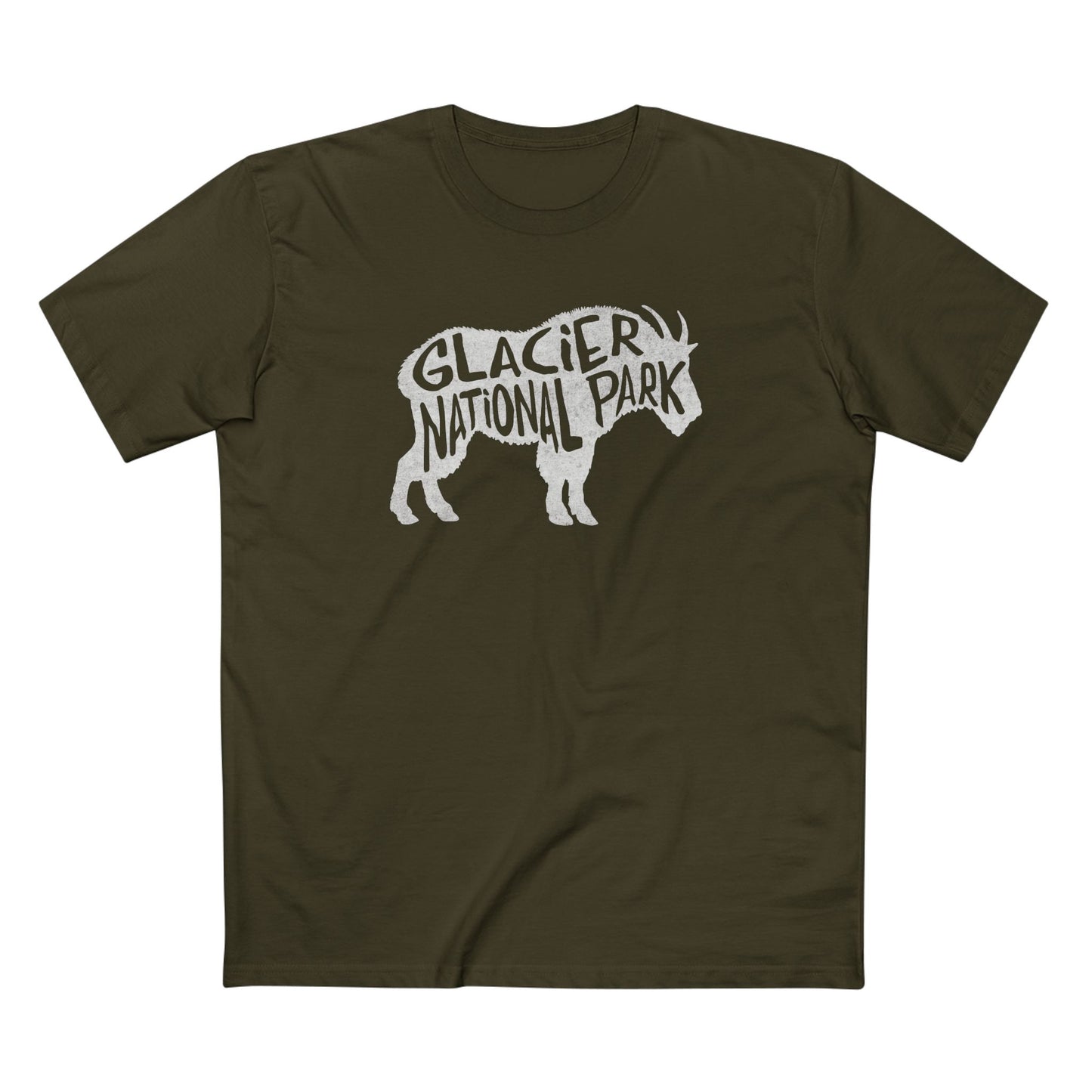 Glacier National Park T-Shirt - Mountain Goat in Army