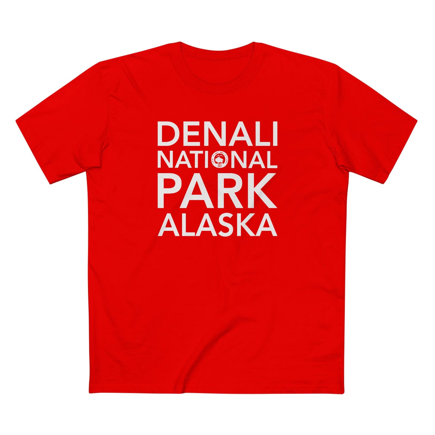 Denali National Park T-Shirt Block Text in Red