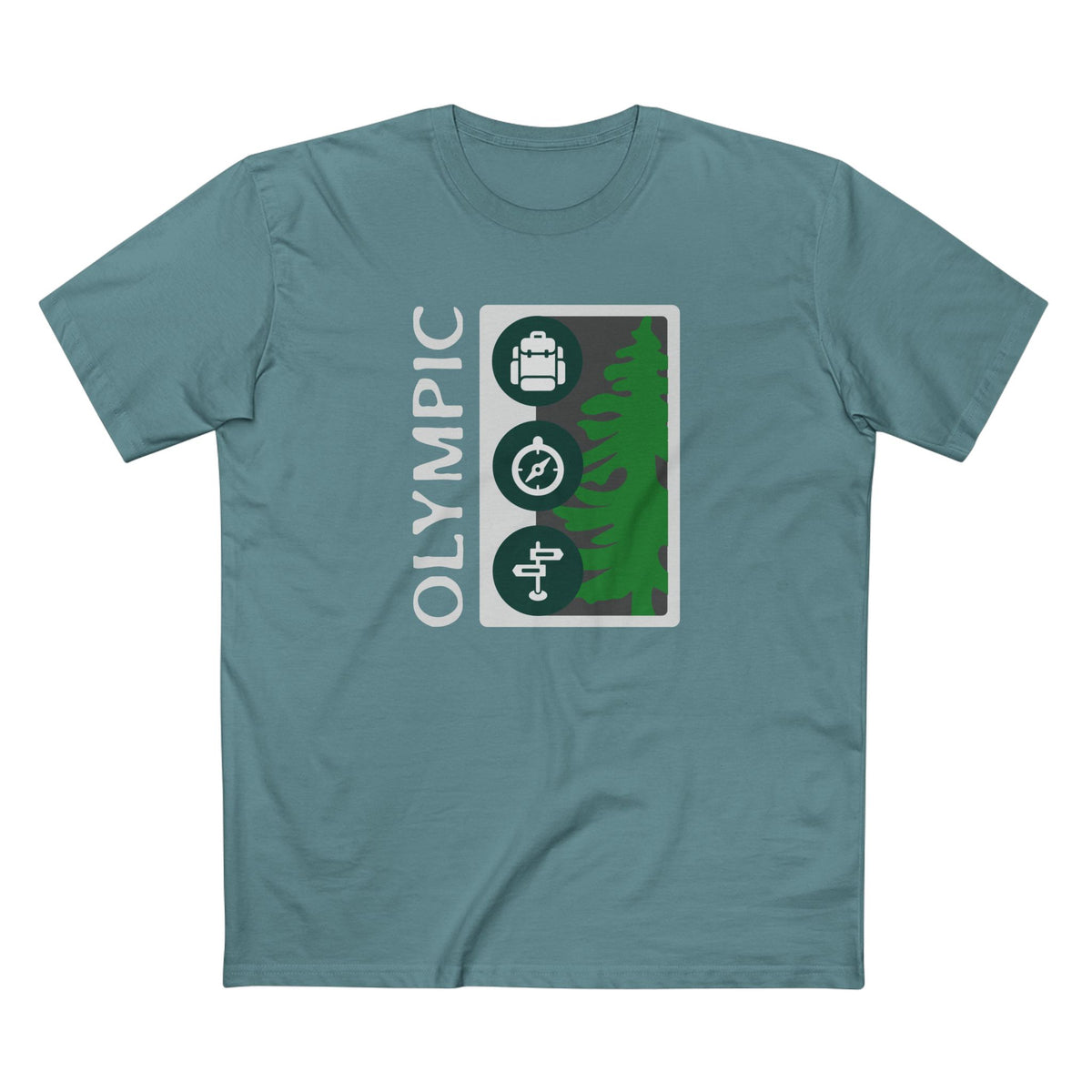 Olympic National Park T-Shirt Tree Graphic in Slate Blue
