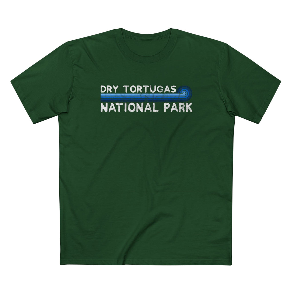 Dry Tortugas National Park T-Shirt - Blue Vintage Stretched Sunrise in Forest Green