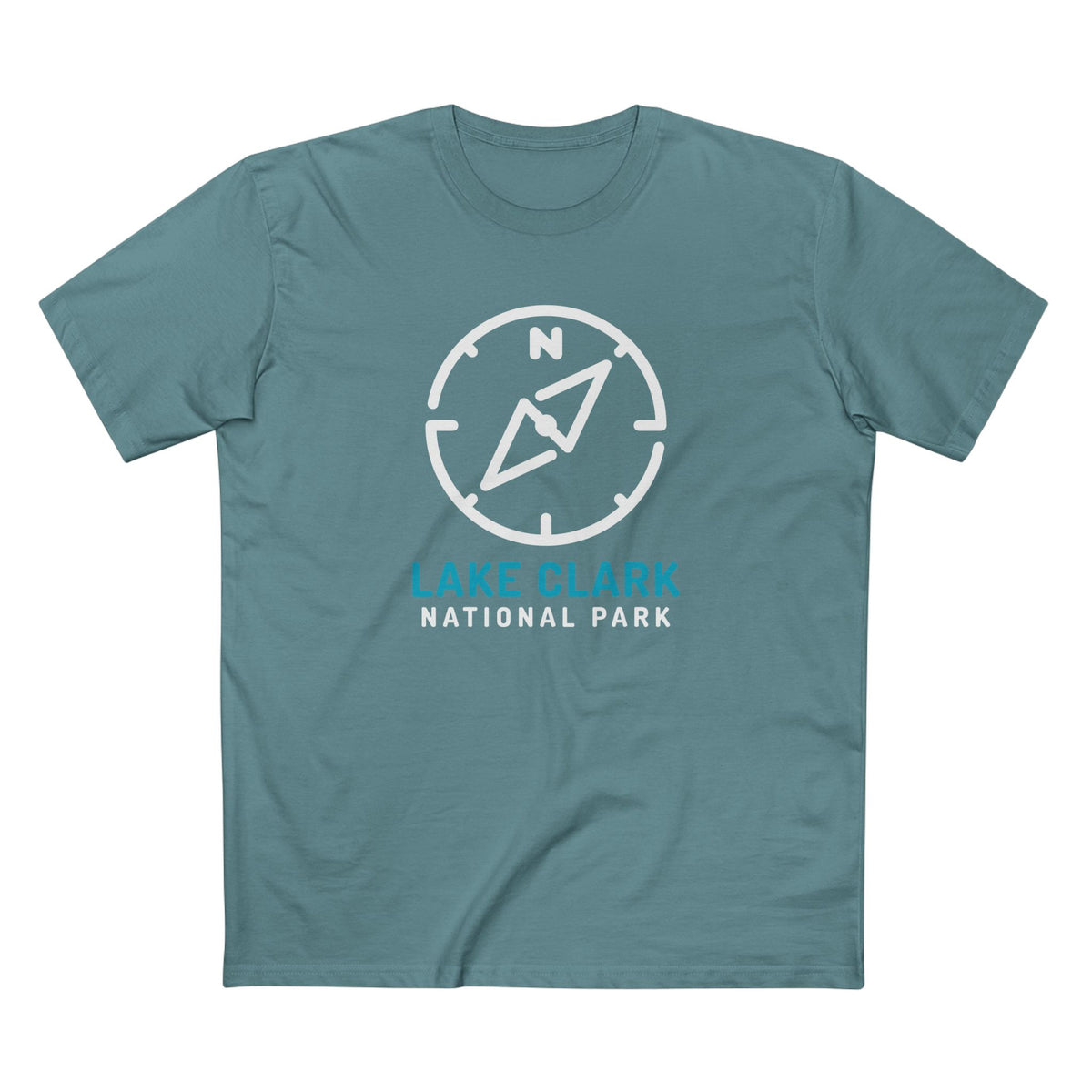 Lake Clark National Park T-Shirt Compass Design in Slate Blue