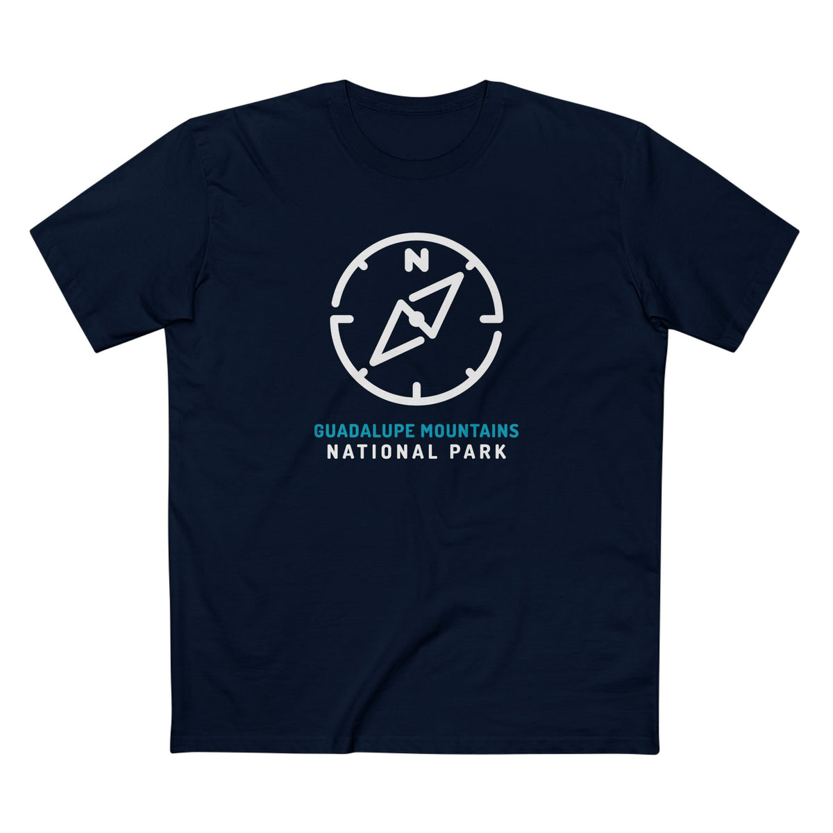 Guadalupe Mountains National Park T-Shirt Compass Design in Navy