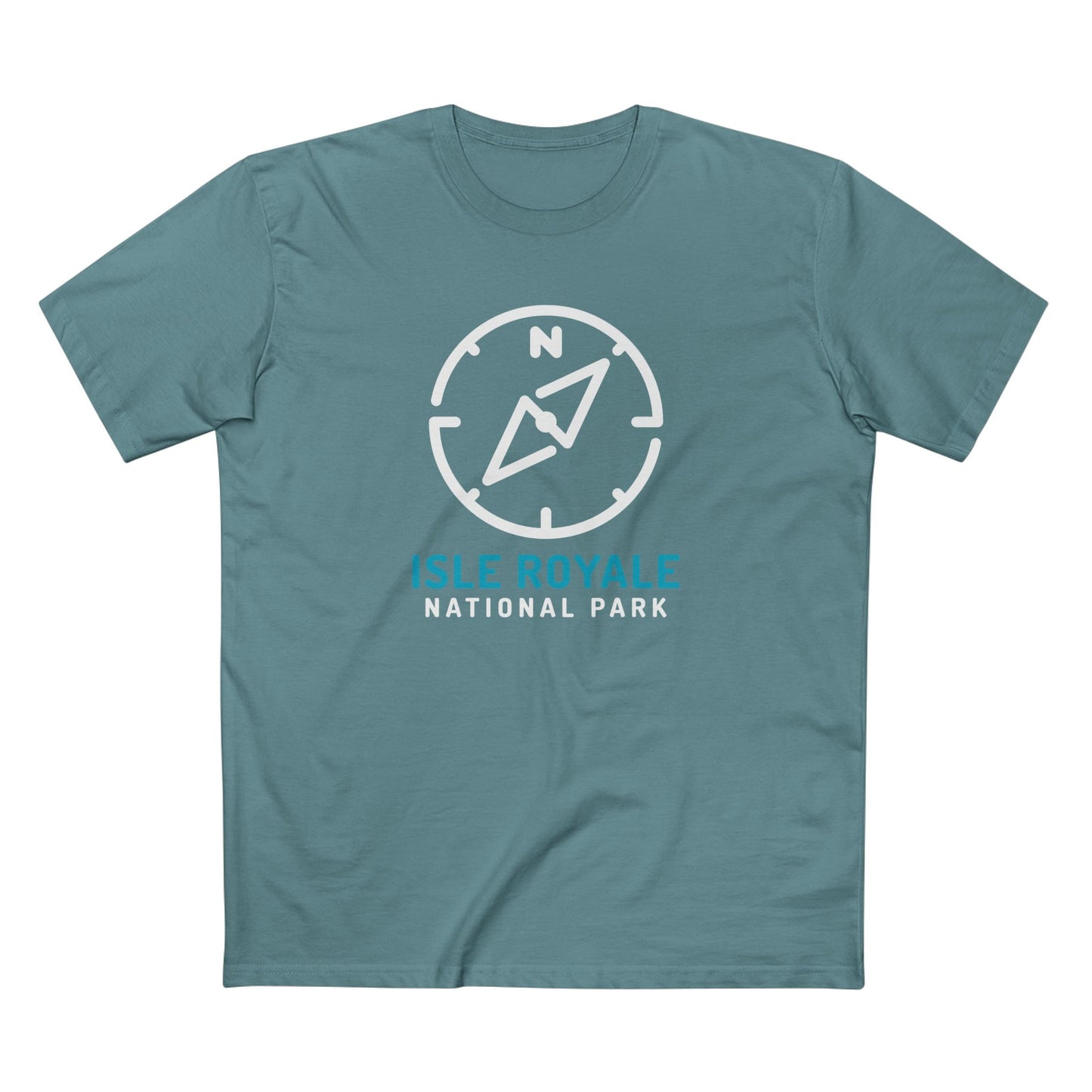 Isle Royale National Park T-Shirt Compass Design in Slate Blue