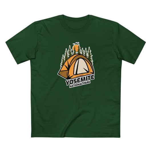 Yosemite National Park T-Shirt - Camping in Forest Green
