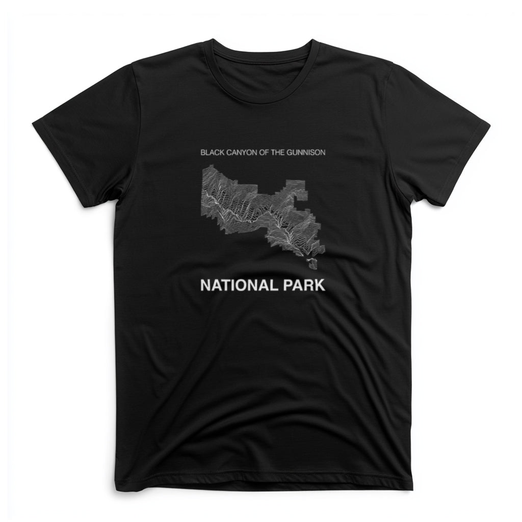 Black Canyon of the Gunnison National Park T-Shirt - Topographical Lines in Black