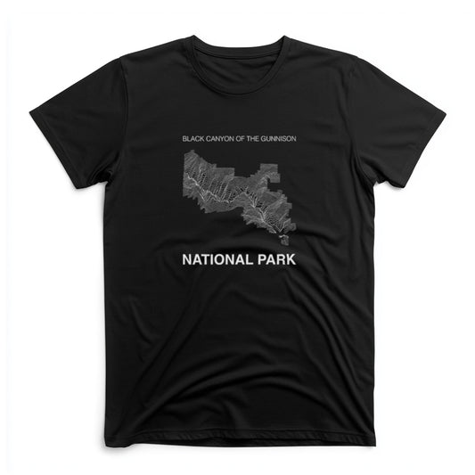 Black Canyon of the Gunnison National Park T-Shirt - Topographical Lines in Black