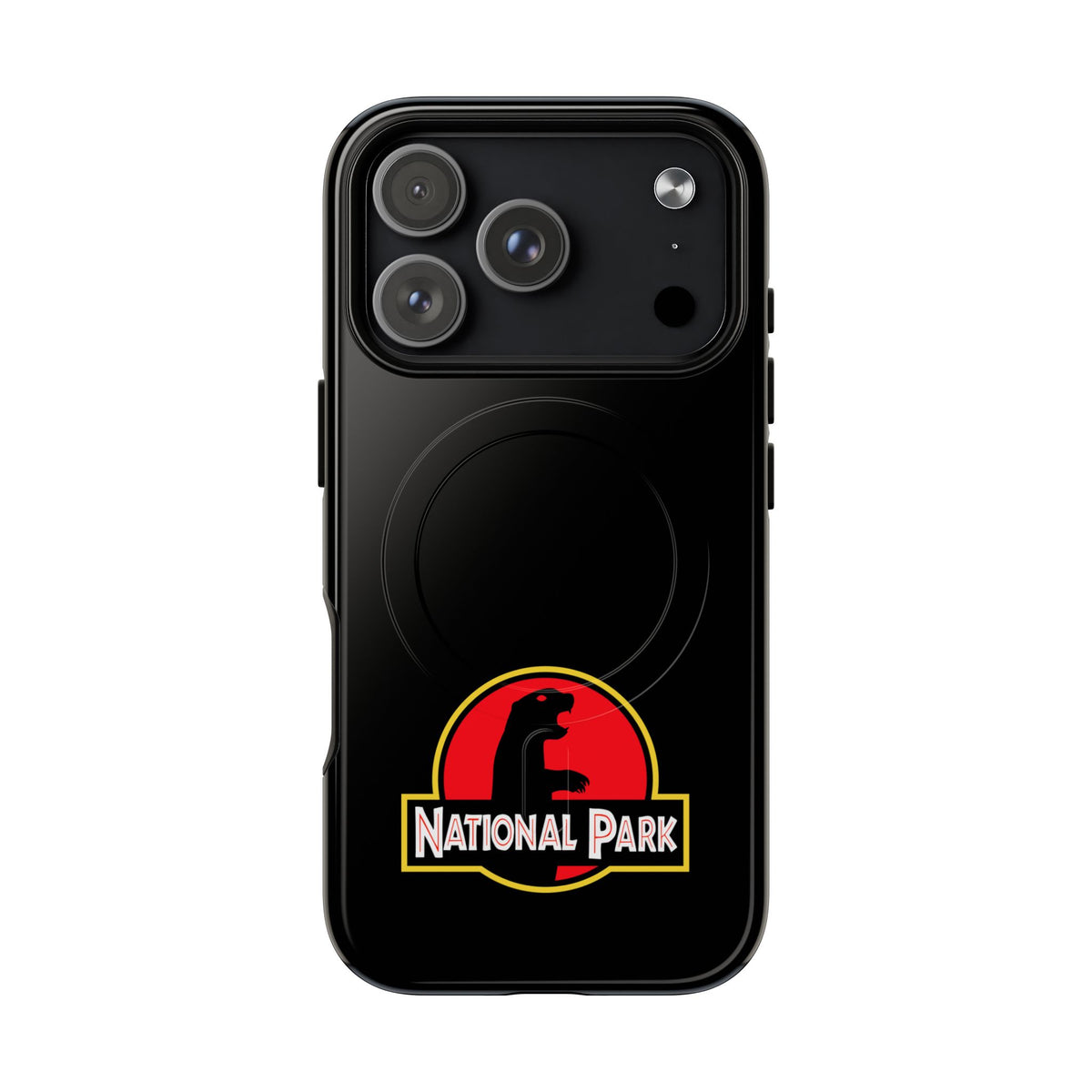 Prairie Dog National Park iPhone case with MagSafe featuring parody-logo artwork.