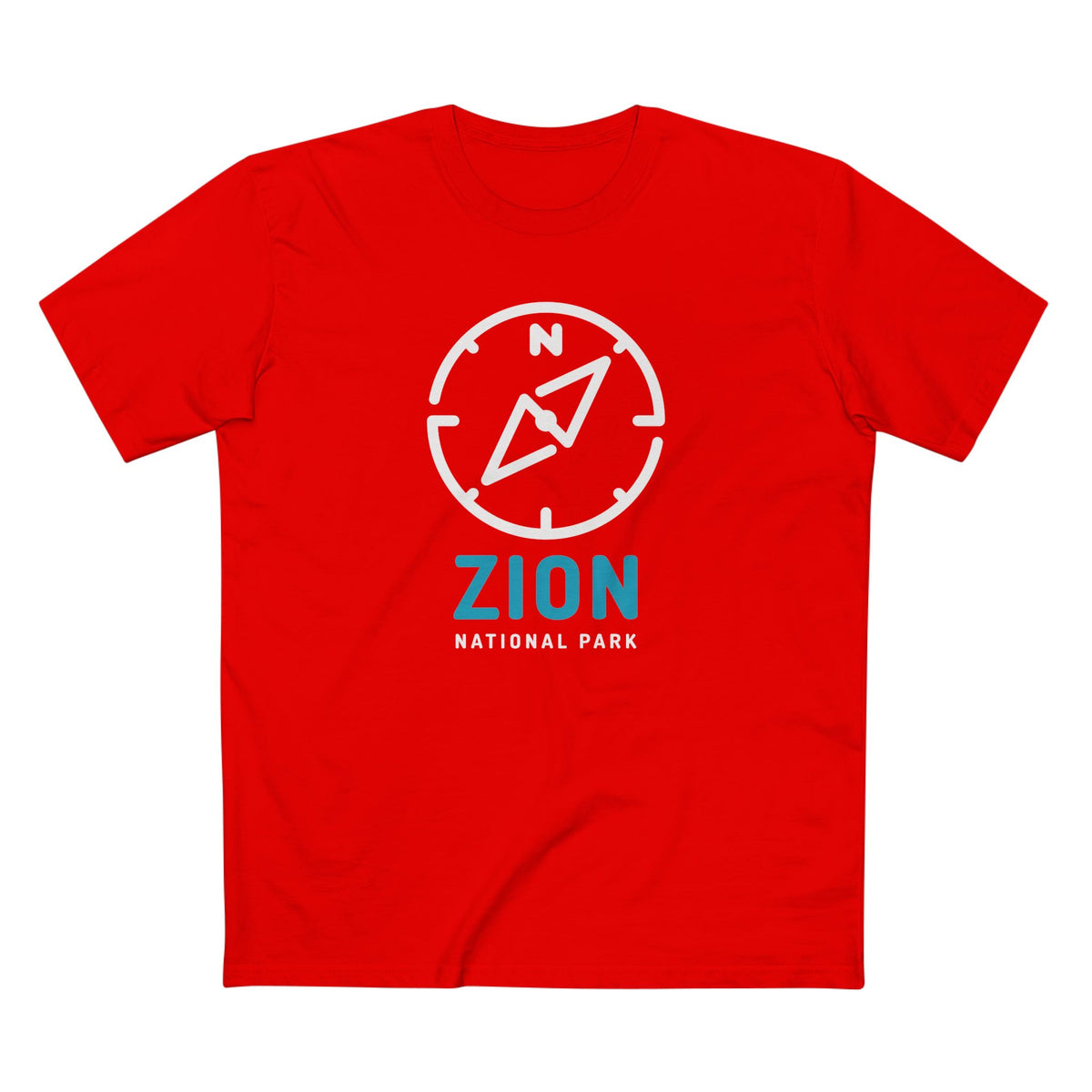 Zion National Park T-Shirt Compass Design in Red