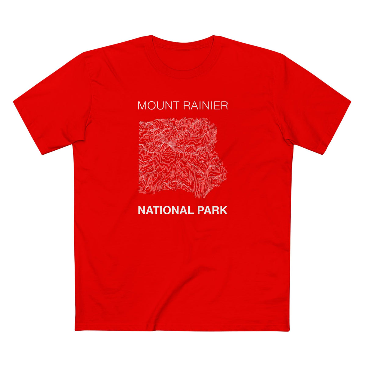 Mount Rainier National Park T-Shirt Lines in Red