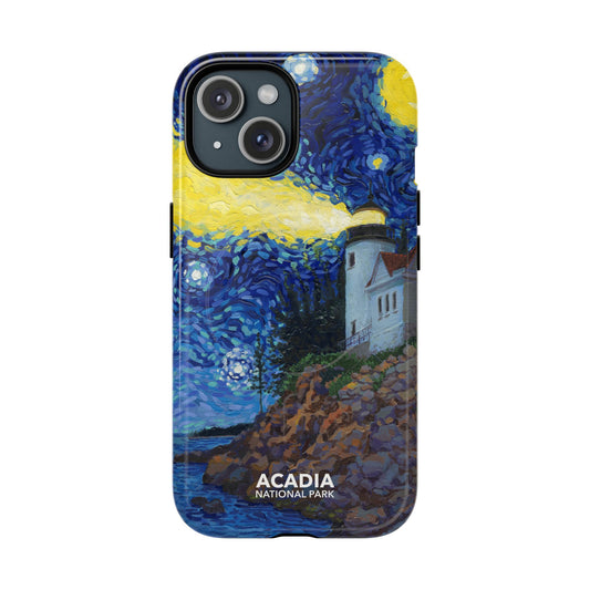 Acadia National Park iPhone Case with MagSafe - Starry Night Lighthouse