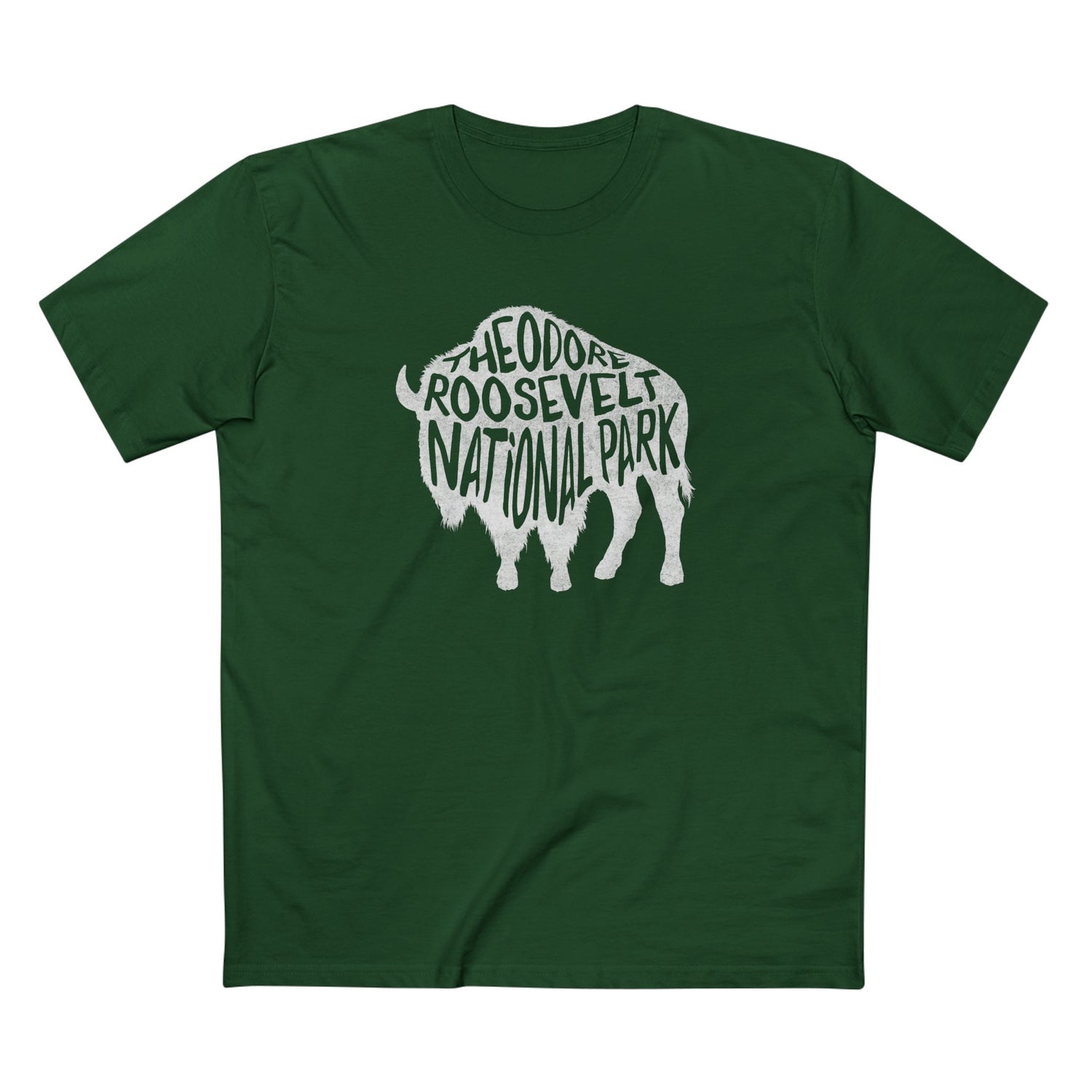 Theodore Roosevelt National Park T-Shirt - Bison in Forest Green