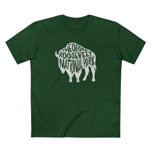 Theodore Roosevelt National Park T-Shirt - Bison in Forest Green