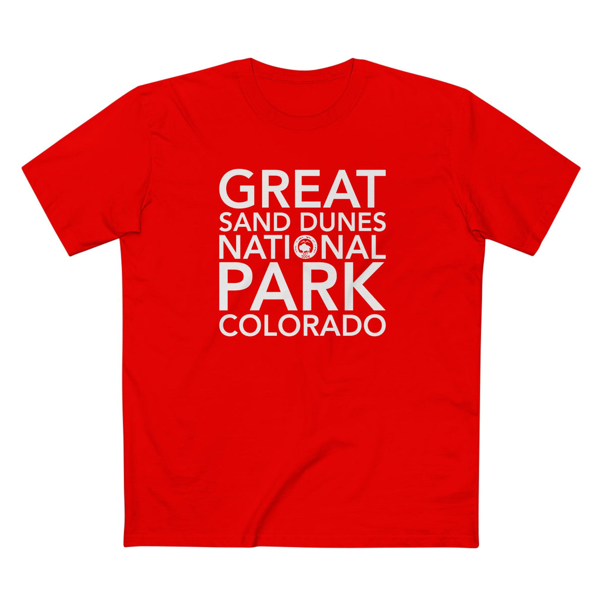 Great Sand Dunes National Park T-Shirt Block Text in Red