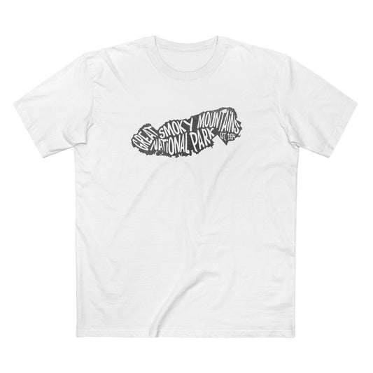 Great Smoky Mountains National Park T-Shirt - Map in White