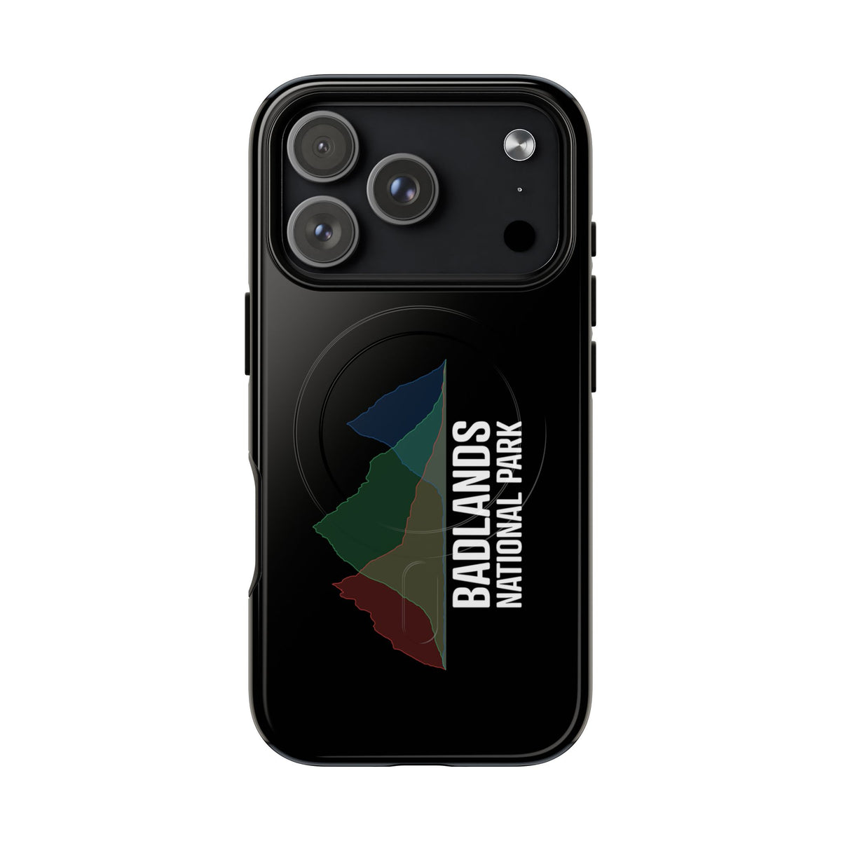 Badlands National Park iPhone case with MagSafe featuring histogram artwork.