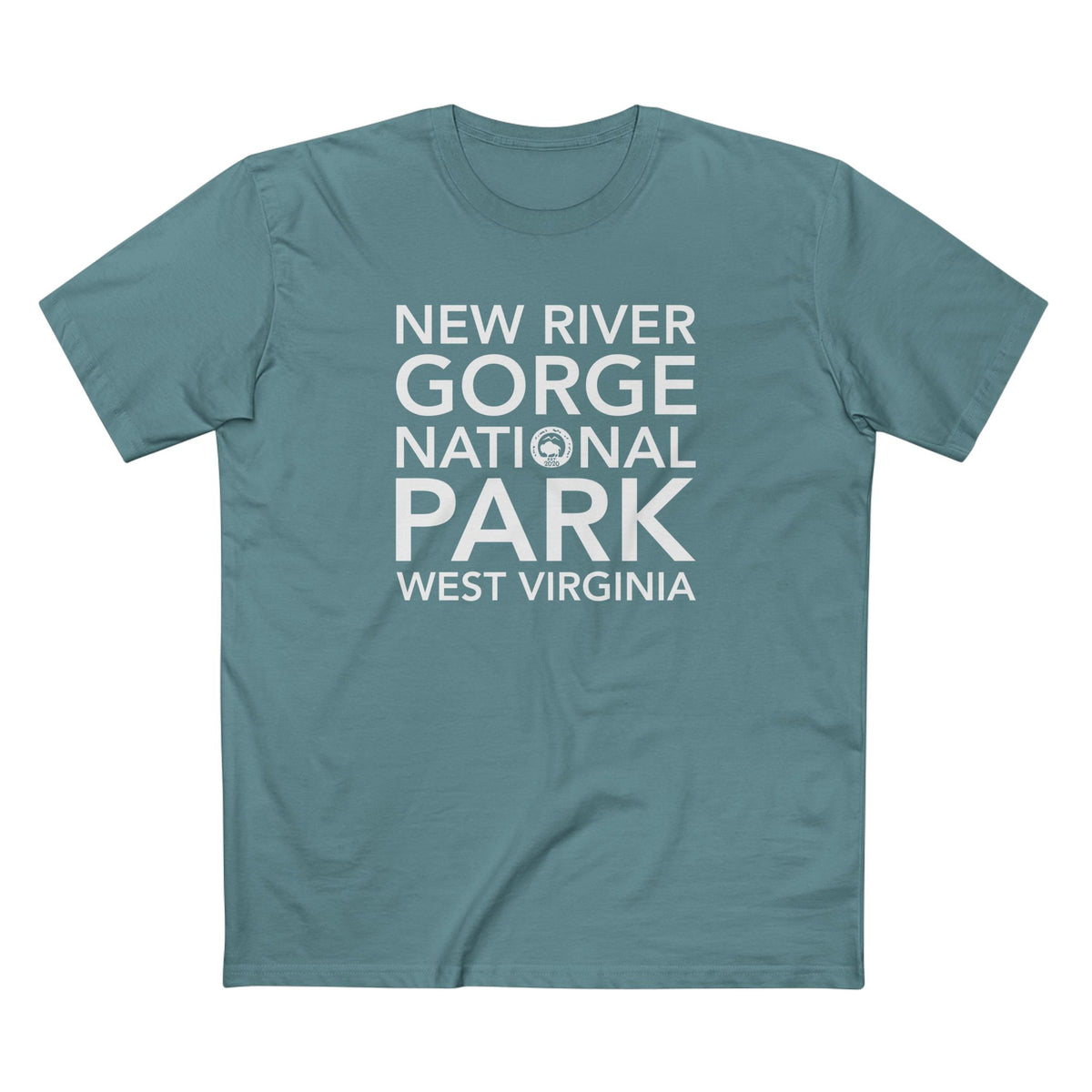 New River Gorge National Park T-Shirt Block Text in Slate Blue