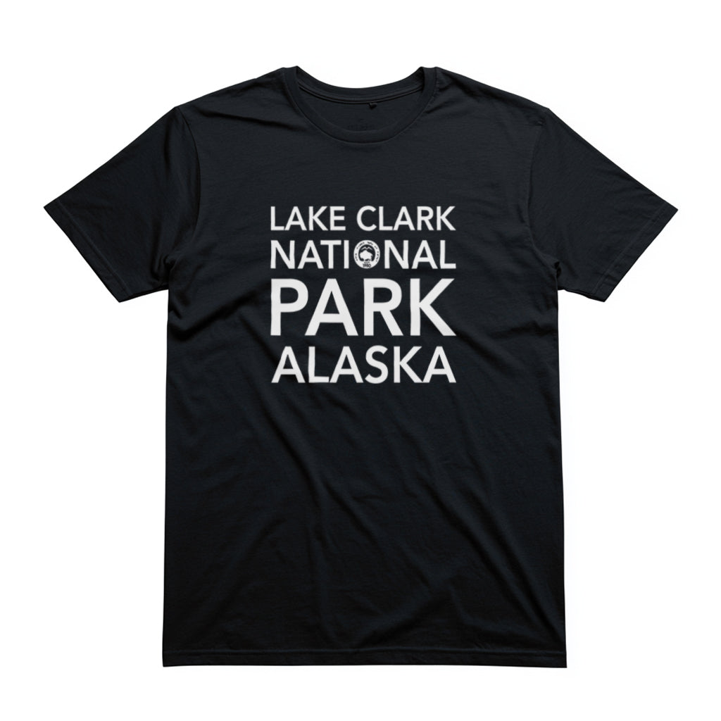 Lake Clark National Park T-Shirt Block Text in Black