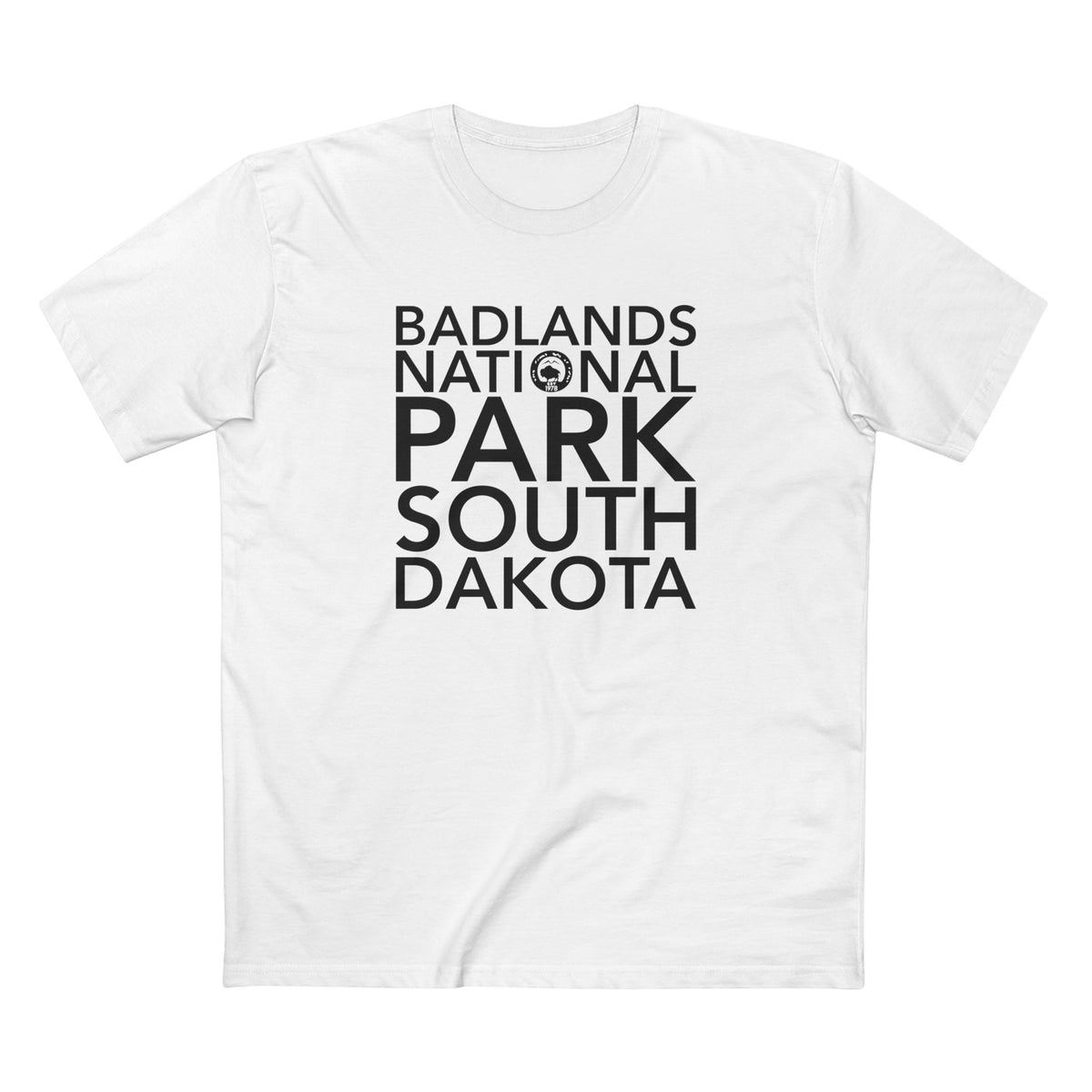 Badlands National Park T-Shirt Block Text in White