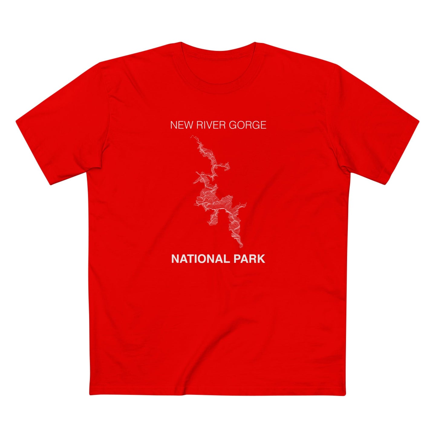 New River Gorge National Park T-Shirt - Topographical Lines in Red