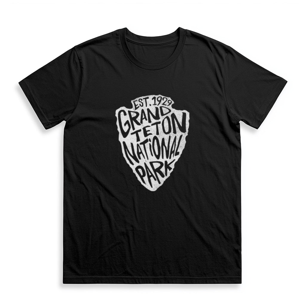 Grand Teton National Park T-Shirt - Arrowhead Design in Black