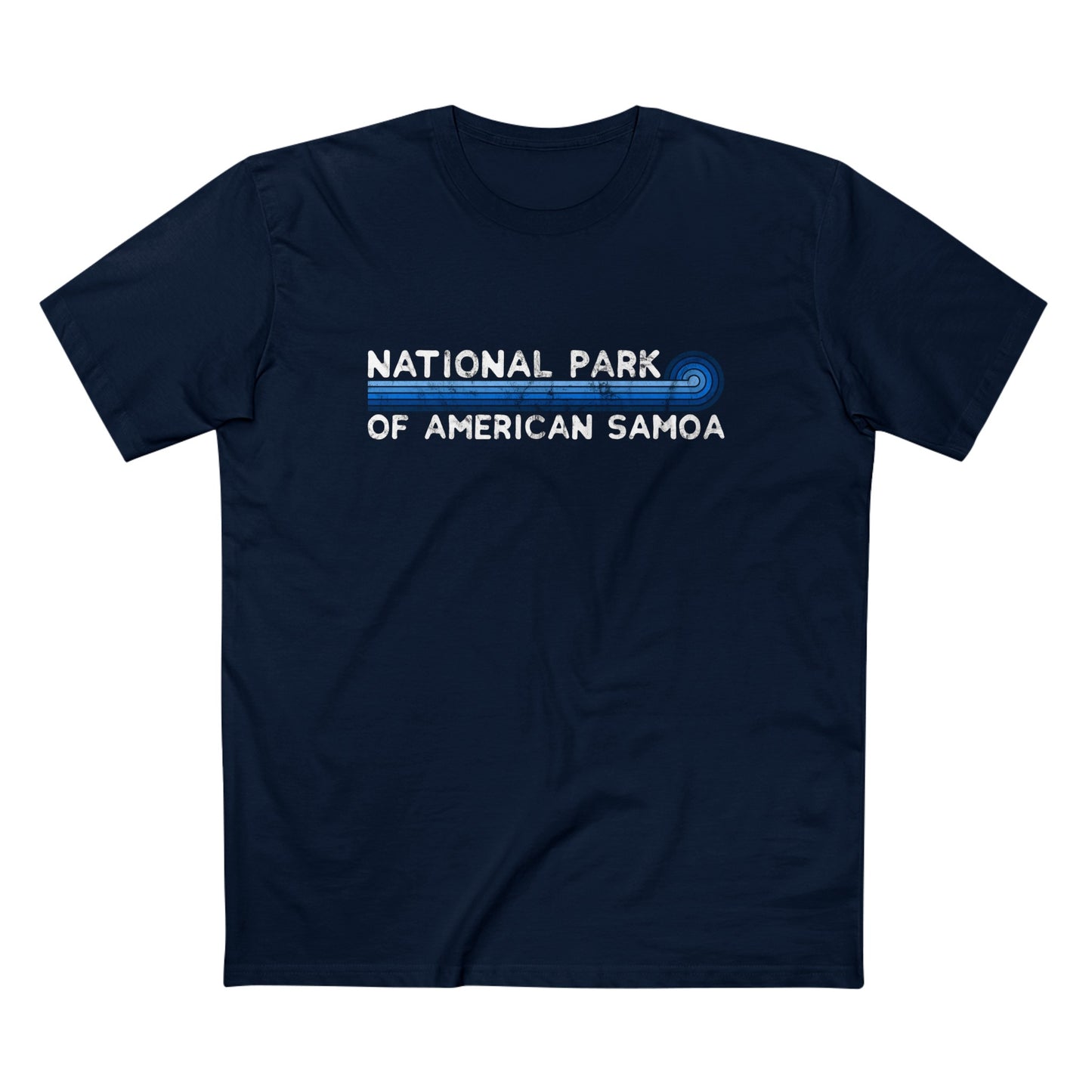 National Park of American Samoa T-Shirt - Blue Vintage Stretched Sunrise