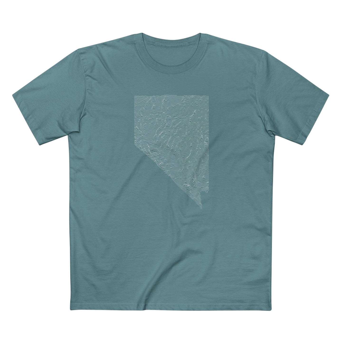 Nevada T-Shirt - Topographical Lines Unknown Pleasures in Slate Blue