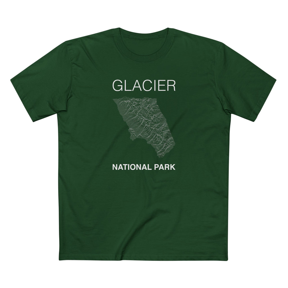 Glacier National Park T-Shirt Lines in Forest Green