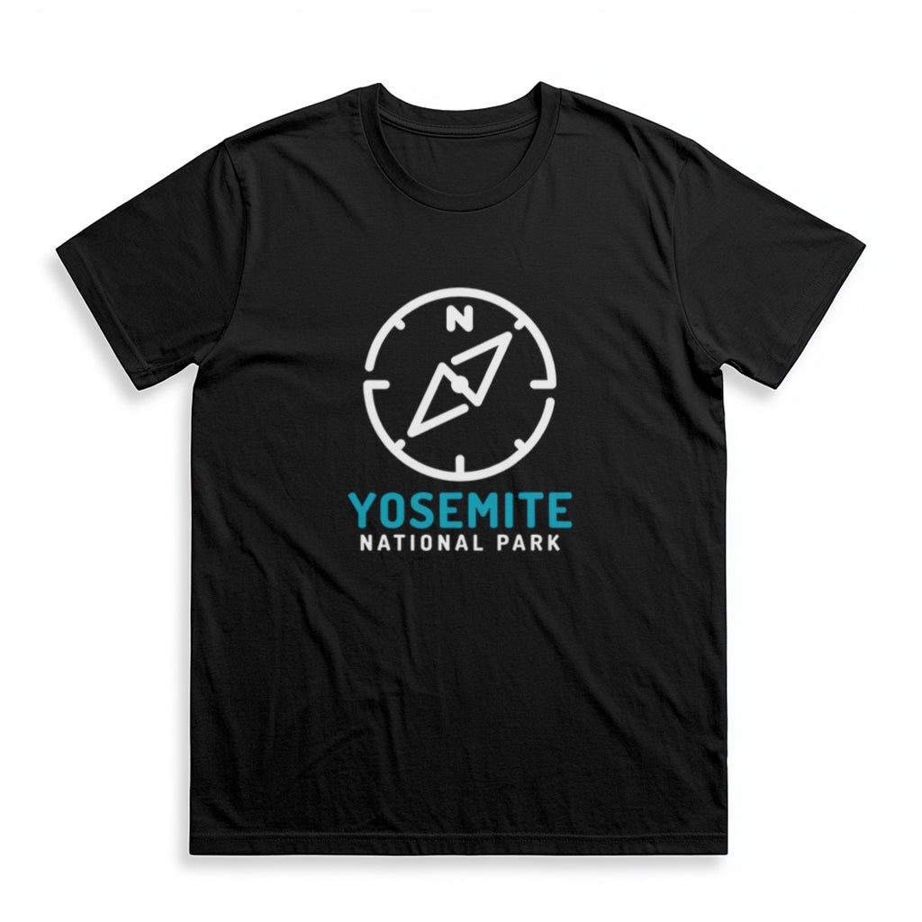 Yosemite National Park T-Shirt Compass Design in Black