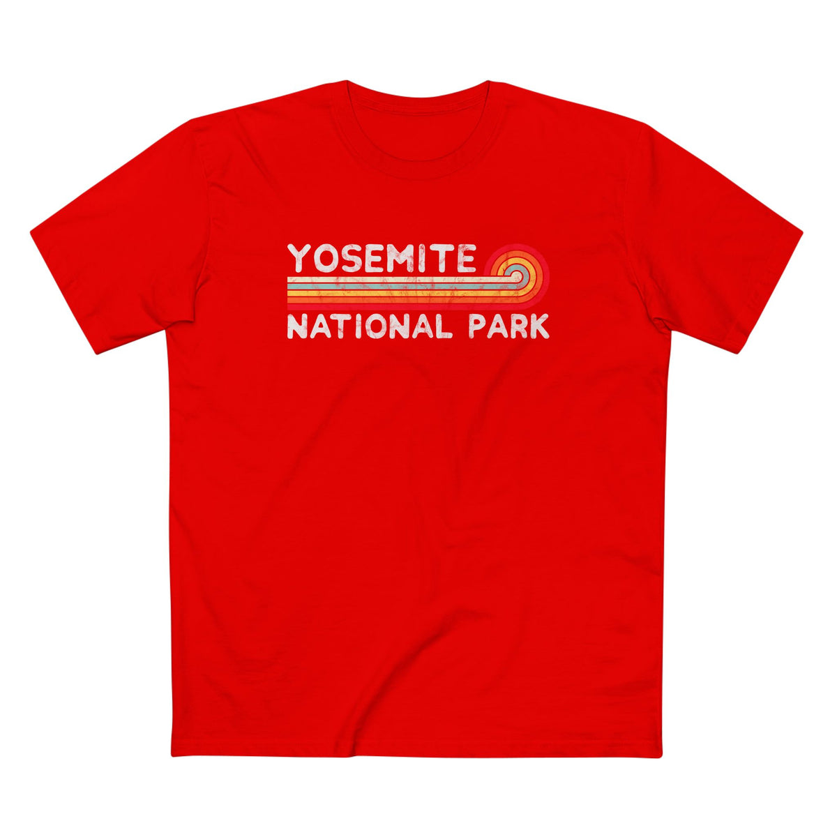 Yosemite National Park T-Shirt - Vintage Stretched Sunrise in Red