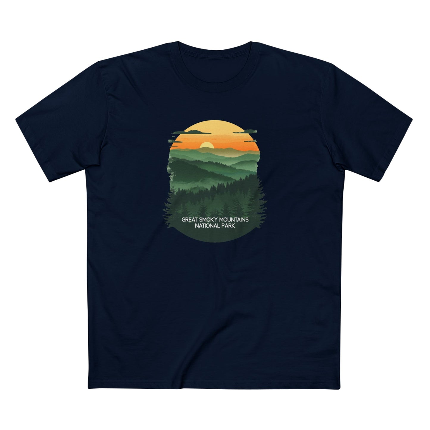 Great Smoky Mountains National Park T-Shirt - Vintage Design in Navy