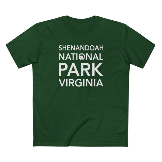 Shenandoah National Park T-Shirt Block Text in Forest Green