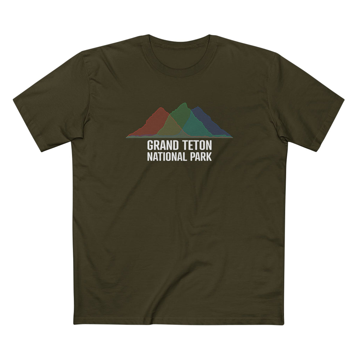 Grand Teton National Park T-Shirt - Histogram Design in Army
