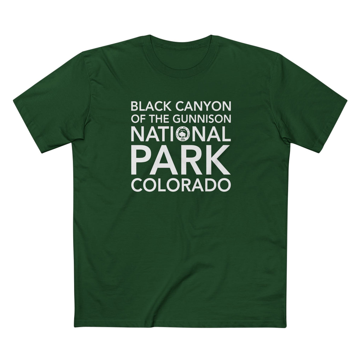 Black Canyon of the Gunnison National Park T-Shirt Block Text in Forest Green