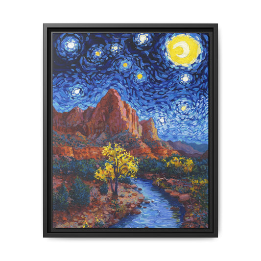 Zion National Park Framed Canvas - The Starry Night