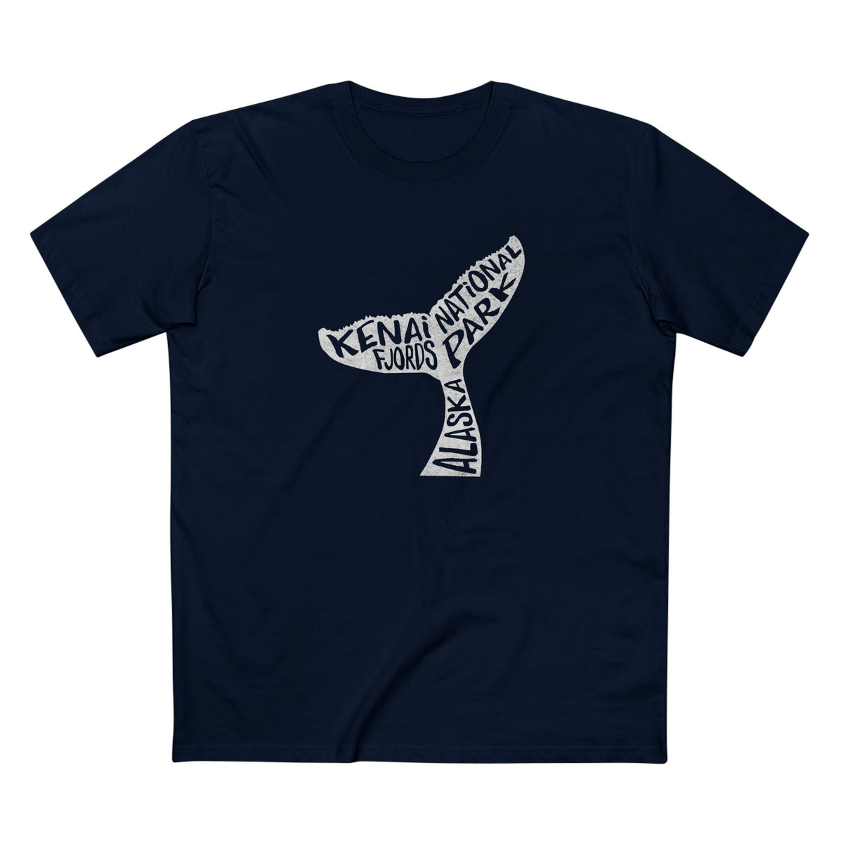Kenai Fjords National Park T-Shirt - Whale Tail in Navy
