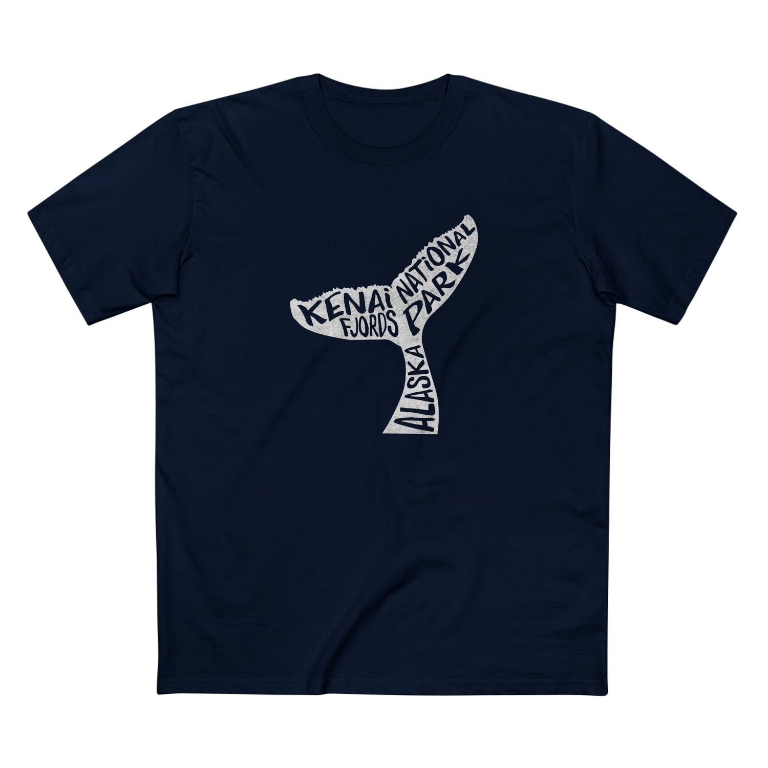 Kenai Fjords National Park T-Shirt - Whale Tail in Navy