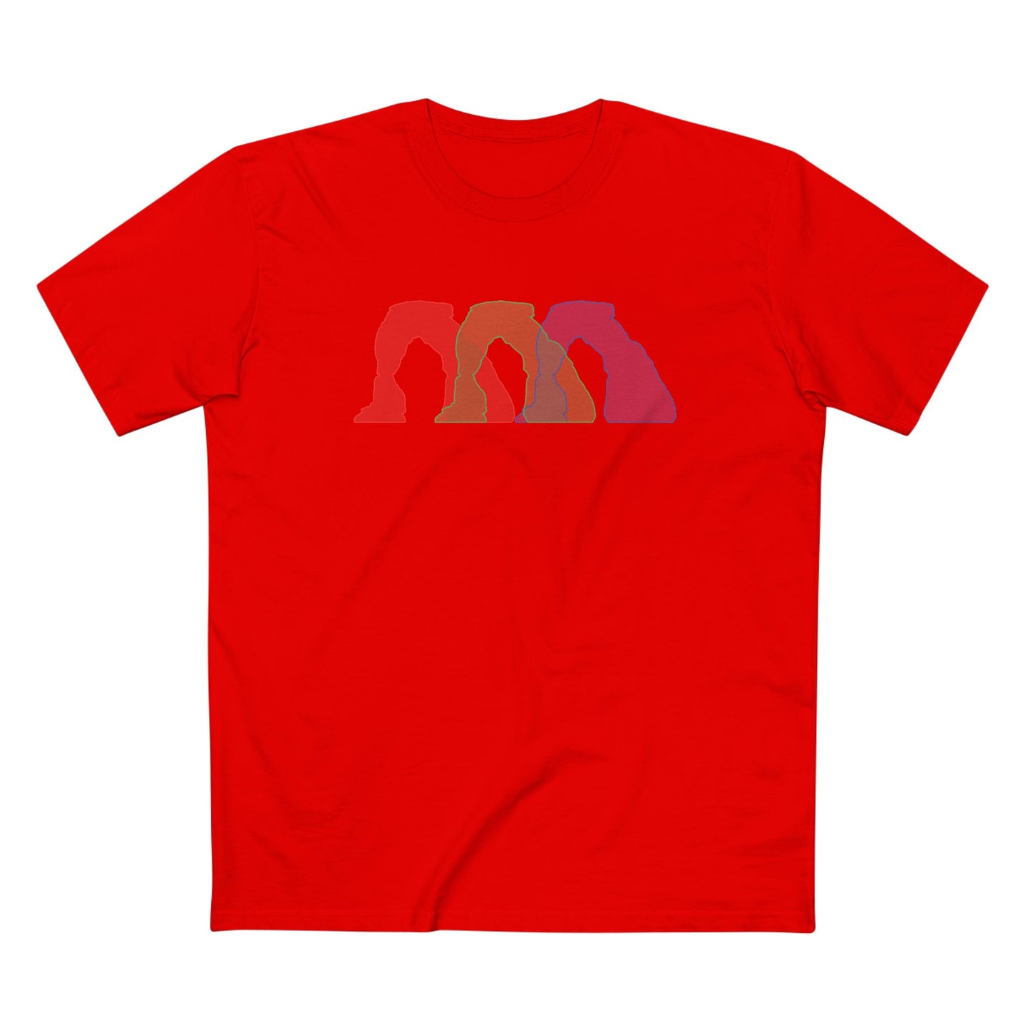 Arches National Park T-Shirt - Histogram Design Delicate Arch in Red