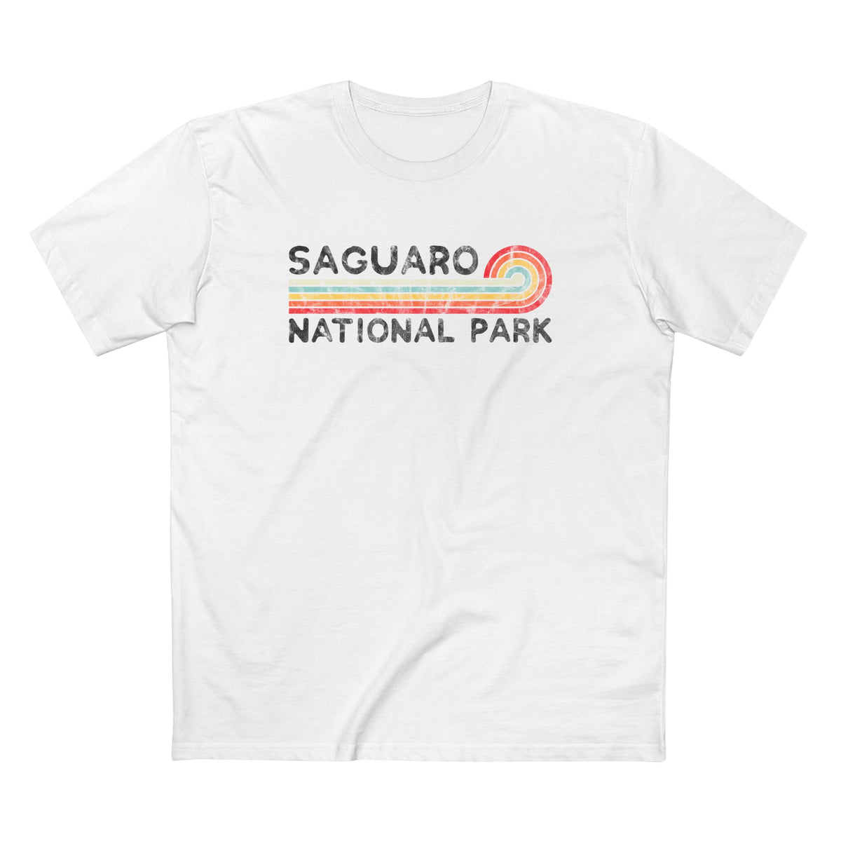 Saguaro National Park T-Shirt - Vintage Stretched Sunrise in White