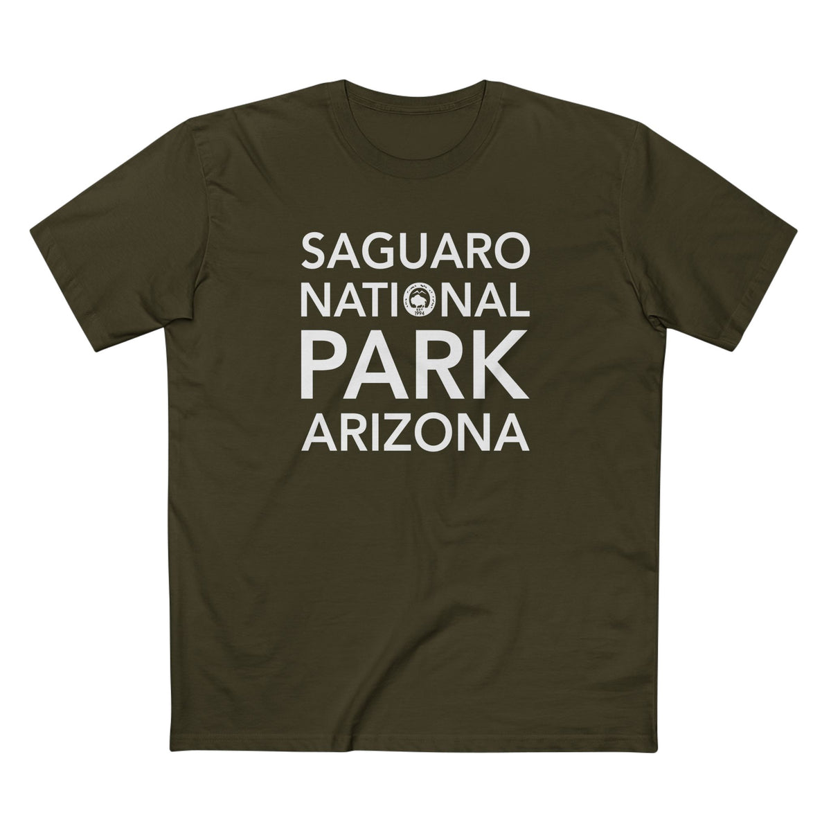 Saguaro National Park T-Shirt Block Text in Army