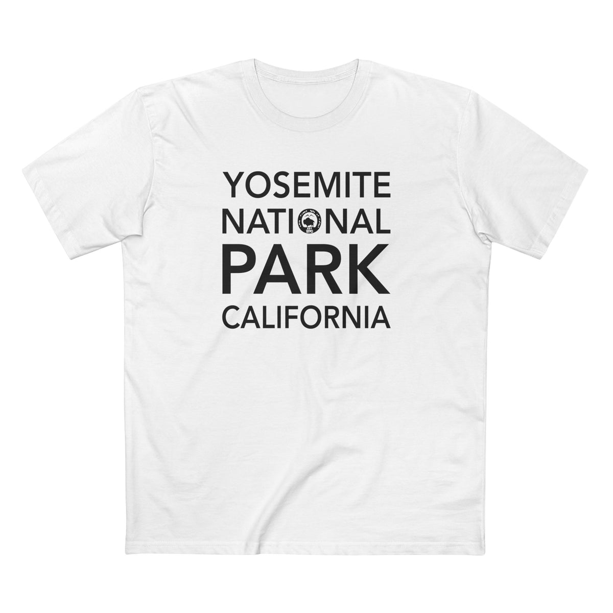 Yosemite National Park T-Shirt Block Text in White