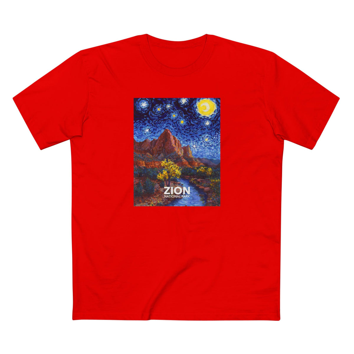 Zion National Park T-Shirt - The Starry Night in Red