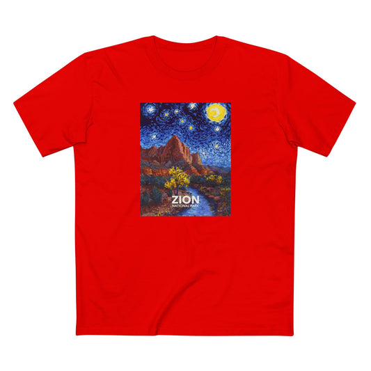 Zion National Park T-Shirt - The Starry Night in Red