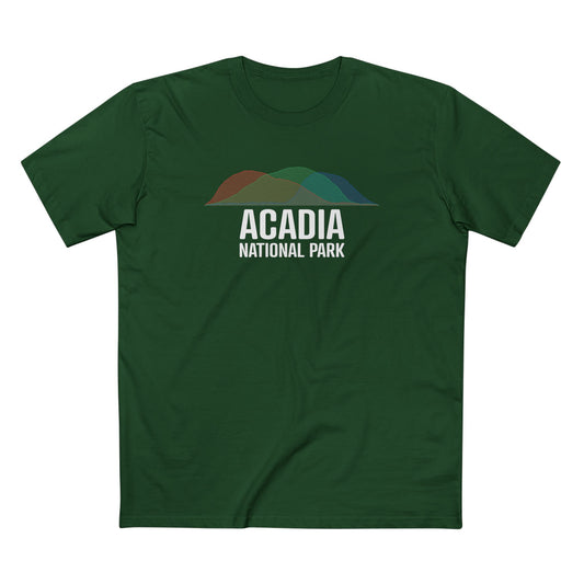 Acadia National Park T-Shirt - Histogram Design in Forest Green