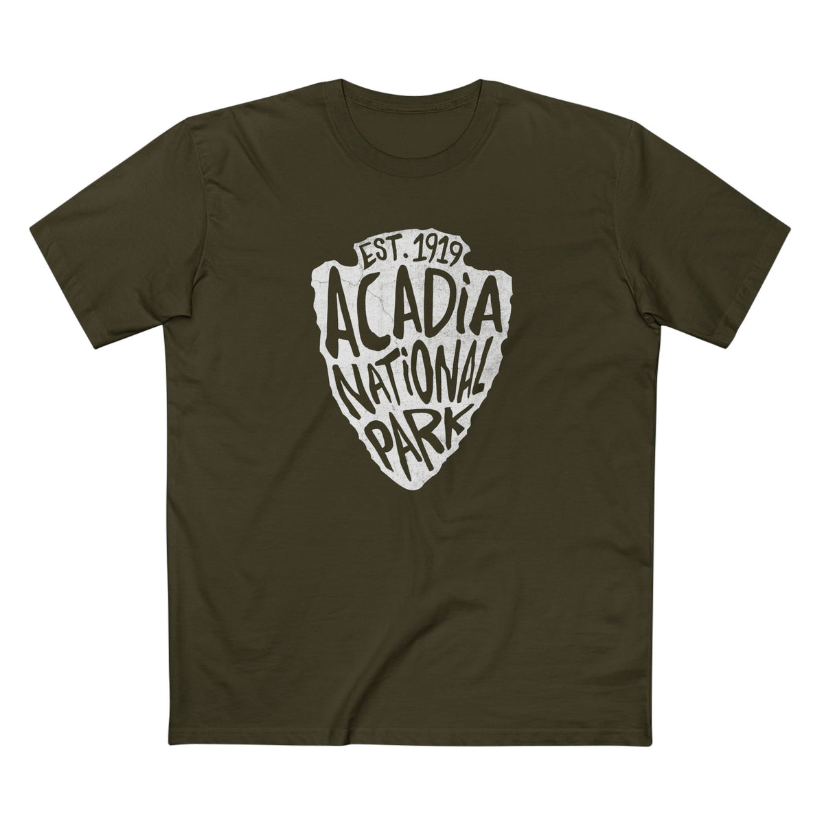 Acadia National Park T-Shirt - Arrowhead Design in Army