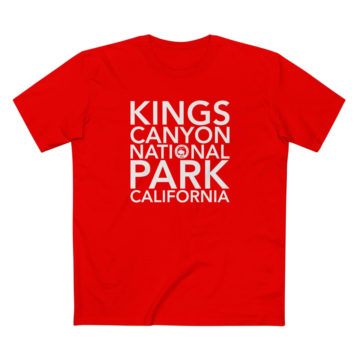 Kings Canyon National Park T-Shirt Block Text in Red