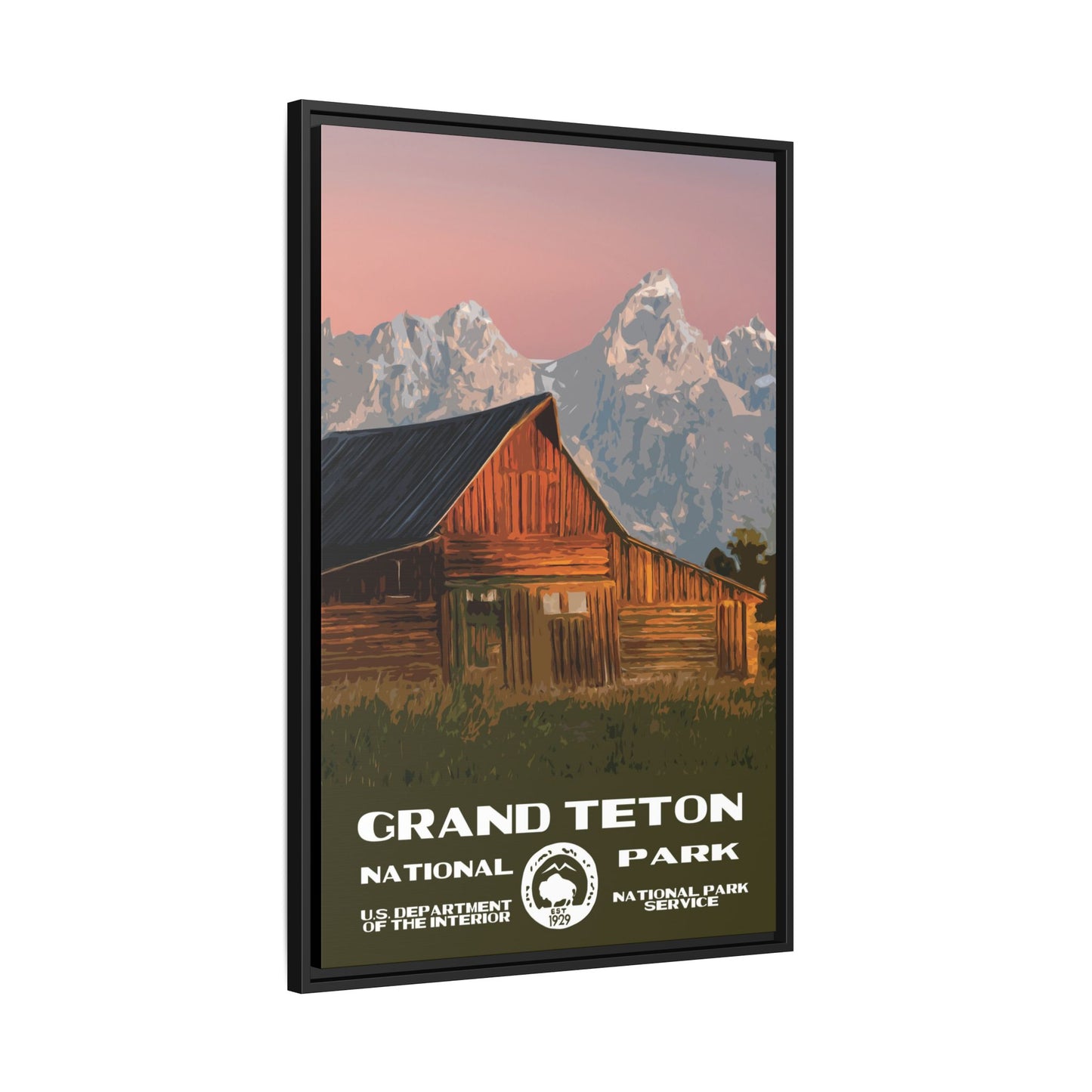 Grand Teton National Park Framed Canvas - WPA Poster Barn