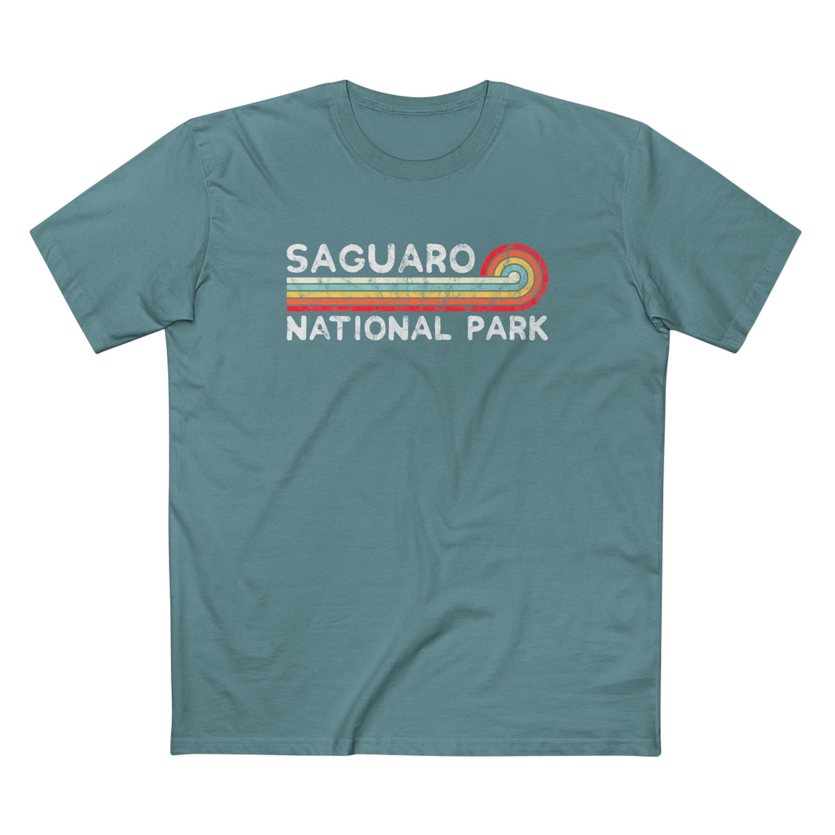 Saguaro National Park T-Shirt - Vintage Stretched Sunrise in Slate Blue